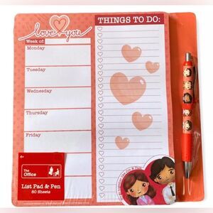 The Office NEW List Pad & Pen Set Jim & Pam Writing Note Pad Gift Valentine’s